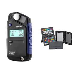 Sekonic, Flashmate L-308X, Esposimetro per fotografi e cineasti – nero/blu & Calibrite ColorChecker Passport Photo 2: color chart per la fotografia