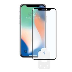 KSIX smart your tech Displaybeschermfolie voor iPhone X, iPhone XS, gehard glas, dikte 0,33 mm, zwart