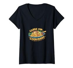 Mujer Carb Lover Carbonara, divertido diseño de pasta para amantes de la comida Camiseta Cuello V