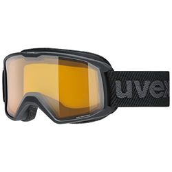 uvex elemnt LGL, occhiali da sci unisex, con intensificazione del contrasto, campo visivo ampliato, privo di appannamenti, black/lasergold lite-clear, one size