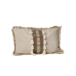 Romimex Cojín Beige Borlas 30 x 8 x 50 cm
