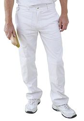 Fit For The Job Pantalones Cargo 100% algodón con múltiples Bolsillos para Pintor Blanco con Bolsillos para Rodilleras y Bolsillo para teléfono Celular, Cintura de 34 Pulgadas