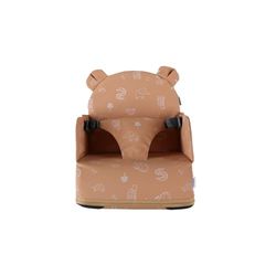 NOUKIE'S - Rehausseur caramel Bébé de 9 mois à 3 ans Chaise Enfant avec Dossier et Coussin- Léger, Pliable et Nomade - Harnais, Sécurité - Imperméable, Déhoussable et Lavable - Max 13 kg - Voyage