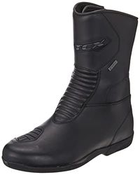 TCX X-Five4 Moto pour Hommes, Bottes de Randonnée avec Technologie Gore-Tex Performance Comfort Footwear, Tige en Cuir, Fermeture à Glissière Latérale et Panneau Elastique, Noir, 40 EU