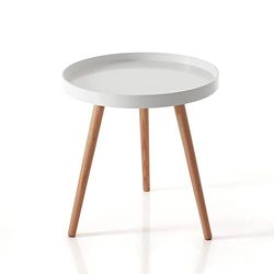 Oresteluchetta Mesa Auxiliar Lexy Round ingeniería Madera, Blanco Roble, H.51 x Ø.49