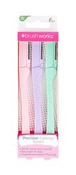 BRUSHWORKS PRECISION EYEBROW RAZOR PASTEL 3PC