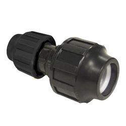 S&M 725364 – Raccordo ridotto Ø 40 mm x 32 mm | Connettore in polietilene di colore nero | Progettato come collegamento rapido per tubi di irrigazione da 40 mm e 32 mm, resiste ad alte pressioni