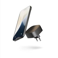 Zens Wireless Charging EU Power Adapter, Chargeur sans Fil de 15 W Compatible avec MagSafe et Qi pour iPhone 16,15,14,13,12 et AirPods, Port USB-C de 18 W, Noir