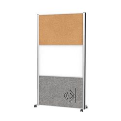 MAUL MAULconnecto, Separador de Habitaciones para Oficina y Escritorio, 180 x 100 cm, optima como protección Visual y Aislamiento acústico, Pizarra Blanca y Fieltro acústico