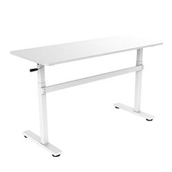 LogiLink EO0027W - Stazione di lavoro in piedi regolabile manualmente (altezza 700-1170 mm), 1400 x 600 x 18 mm, perfetta per ufficio, scuola, casa, ecc.