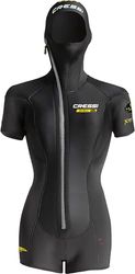CRESSI Shell damjacka 5 mm S/2 – kortärmad overall för kvinnor tillverkad av Ultra Stretch neopren med differentierade tjocklekar 5+3,5 mm, svart, S/2