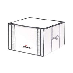 Compactor - Caja almacenaje al vacío ropa, edredones, nórdicos, almohadas. Talla M. Organizador armario con bolsa al vacío ropa integrada, compresión con aspiradora. Ahorra espacio. Blanco