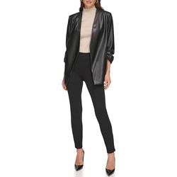 DKNY Blazer in Poliuretano a 3/4, Nero, S Donna