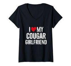 Mujer I Love My Cougar Novia I Heart My Girlfriend GF Beloved Camiseta Cuello V