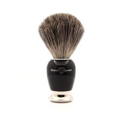 Edwin Jagger 81SB586AMZ Classico pennello da barba esfoliante in puro tasso imitato di ebano con supporto per crema da barba o sapone da barba per uomo e donna (nero)