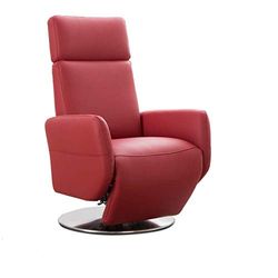 CAVADORE Cobra - Sillón de Piel para televisión con 2 Motores eléctricos y batería, función Relax, función de Reposo, ergonomía L, 71 x 112 x 82, Piel auténtica, Color Rojo