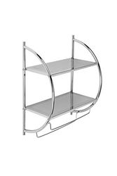 Croydex QM262041 - Estantería Curvada de Pared de Acero Cromado y toallero, 25,5 x 45 x 54,3 cm