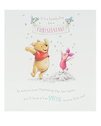 UK Greetings Bonita tarjeta de felicitación de bautizo, tarjeta de bautizo de Winnie the Pooh, tarjeta de bautizo de Disney, tarjeta de bautizo para niño, tarjeta de bautizo para niña, multicolor,