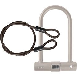 Retrospec Lookout U-Lock zamek rowerowy z kablem zabezpieczającym 4 m, wspornikiem, wytrzymały zamek rowerowy z pałąkiem 14 mm, odporna na wyrywanie i bezpieczna konstrukcja zapobiegająca rotacji
