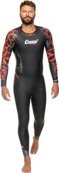 Cressi Kuwae Man Monopiece Swimsuit Black/Red 2/3/4mm XXL - Men's One Piece Specifically Designed for Swimming and Freediving, Smooth Neoprene Outer, Black/Red 2/3/4mm, XXL