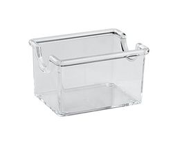 Paderno Caja de Almacenaje para Sobres de Azúcar, Bolsas de Té e Infusiones, Organizador de Cocina Ideal para Mesas de Bar y Restaurante, Plástico Transparente, 8.5 x 6.5 cm