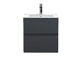 Hudson Reed URB1402B Urban Modern Bathroom Wall Hung 2 Drawer Bathroom Vanity Unit & Minimalist Ceramic Basin, 500mm, Soft Black