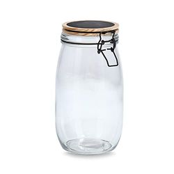 Zeller 19495 słoik na zapasy z zamknięciem pałąkowym, 1500 ml, sosna, ok. Ø 11,5 x 21,5 cm, do przechowywania, szklany pojemnik, pojemnik na zapasy