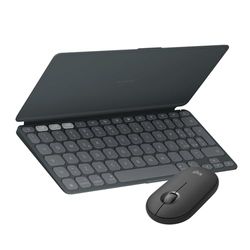 Logitech KEYS-TO-GO 2, tastiera Bluetooth portatile + Mouse Bluetooth Pebble Mouse 2 M350s, kit leggero di tastiera e mouse wireless per più operativi, Android, iPadOS, ChromeOS, ITA QWERTY - Grafite