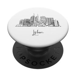 Lisboa Portugal Horizonte Viaje Souvenirs Negro Paisaje urbano PopSockets PopGrip Adhesivo