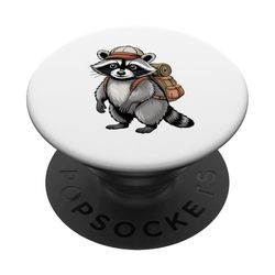 Let's go - Hiking adventure with raccoon PopSockets Adhesive PopGrip