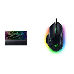 Razer Huntsman V2 Tenkeyless (Red Switch) - Clavier de Jeu Optique sans pavé numérique Clavier AZERTY, Noir & Basilisk V3 - Souris de Jeu Filaire : capteur Optique 26K DPI, Noir