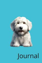 Journal: Cute Puppy Old English Sheepdog: 6" x 9" 120 Pages