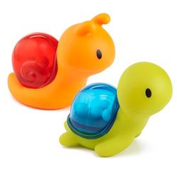 Munchkin Rattle Squirts, Snail & Turtle Sensory Bath Toys for Babies and Toddlers | Baby Essentials |Baby Bath Toys for Splashy Bathtime Fun | 2 Pack