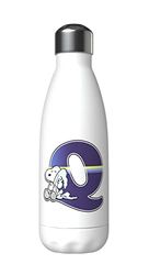 Snoopy - Butelka na wodę ze stali nierdzewnej, szczelne zamknięcie, wielobarwna litera Q, 550 ml, kolor biały, oficjalny produkt (CyP Brands)