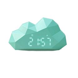 Réveil Digital Lumineux Mini Cloudy - Horloge Table de Nuit & Bureau - avec Fonction Snooze - Pour Adultes et Enfants - Design Moderne et Original - Décoration Chambre - Petit Format - Turquoise - MOB