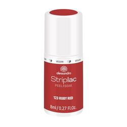alessandro Striplac Peel or Soak VEGAN- RUBY RED Vermelho verniz de unhas LED, para unhas perfeitas em 15 minutos, 8 ml