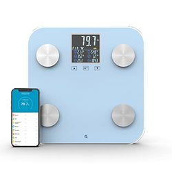 WottoCare - Balance Numérique Professionnelle Intelligente IMC, Analyse 18 Mesures : Poids, Graisse Corporelle, Musculaire, Écran Pro de la Balance de Salle de Bain, Mémoire 9 Utilisateurs, Bleu