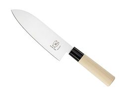 Mercer Culinary Asian Collection Knives 7-inch Santoku Knife Wooden Handle