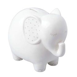 Pearhead Ceramic Elephant Bank, Gender-Neutral Baby Nursery Décor, Kids Money Bank, White