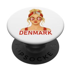 Blond Danish Girl Denmark Flag Danish Girlfriend Wife PopSockets PopGrip Adhesivo