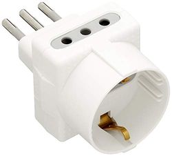 Bticino S3610D Adaptateur Triple Prise Allemande avec 1 Prise 10 A 2 Blanc