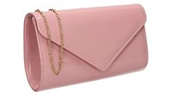 SwankySwans Alisa Patent Party Prom Evening Clutch Bag, Pink, One Size