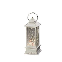 Konstsmide LED Snow Globe Lantern Snowman Family Scene, Water Filled/Water Spinner/Indoor (IP20) with 5 Hour Timer/Battery Operated: 3xC 1.5V (excl.)/Christmas Lantern 1 Warm White Diodes