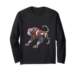 Futuristic Robotic Panther Mech Design Long Sleeve T-Shirt