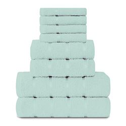 GC GAVENO CAVAILIA Lot de 8 Serviettes Boston en Coton (4 Visages, 2 Mains et 2 Serviettes de Bain), Bleu Canard