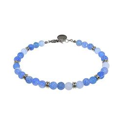 Bracciale Uomo Mercurio con perle in pietre naturali - Colore Agata Cenere Blu Satinata