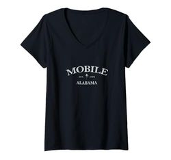 Donna Mobile Alabama | Mobile AL | Mobile Pine Maglietta con Collo a V