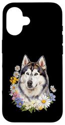 Malamute floral de Alaska Carcasa para iPhone 16