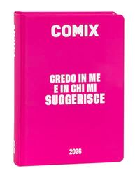 COMIX Online Exclusive, dagkalender 16 maanden, schoolagenda 2025-2026, met vaste omslag, ideaal voor middelbare en middelbare school, 13 x 17,8 cm, rood