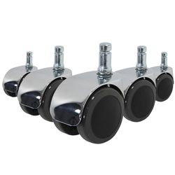 hjh OFFICE 619016 Stol på hjul Svart/silver 5x ROLO LUX 11mm/50mm Hårda golv - 5-pack, Specialhjul för hårda golv som parkett, laminat, klinker eller stengolv., Tillverkad i Tyskland